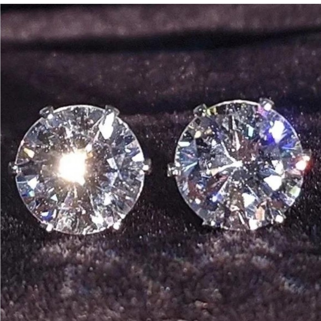 New 25 Ct Diamond Silver Earrings